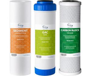 iSpring F3 Filtro de Repuesto para Estándar Filtro Ósmosis Inversa | Juego de Cartuchos de Prefiltración, Reemplazo de 6 Meses, Filtro de Sedimento, Filtro de Carbono