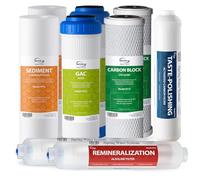 iSpring F9K Juego de Cartuchos de Repuesto Filtro de Agua de 1 Año para Sistemas de Filtración de Ósmosis Inversa de Minerales Alcalinos de 6 Etapas, sin Membrana, Color Blanco