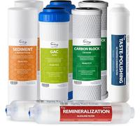 iSpring F9K Juego de Cartuchos de Repuesto Filtro de Agua de 1 Año para Sistemas de Filtración de Ósmosis Inversa de Minerales Alcalinos de 6 Etapas, sin Membrana, Color Blanco