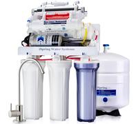 iSpring RCC1UP-AK 100GPD Sistema de Filtración de Agua por Ósmosis Inversa de 7 Etapas para Debajo del Fregadero con Remineralización Alcalina, Bomba de Refuerzo y Filtro UV, Blanco