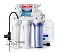 iSpring RCC7AK-BLK, Certificado NSF/ANSI 58, Ósmosis Inversa Domestica Alcalina de 6 Etapas con Grifo RO Negro Elegante, Sistema de Filtro de Agua Alcalino Bajo Fregadero