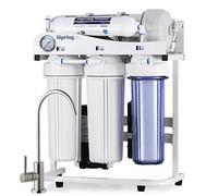 iSpring RCS5T 500 GPD Sistema de Filtro de Agua RO de Ósmosis Inversa de Grado Comercial Sin Tanque Con Relación de Drenaje 1: 1, Manómetro