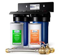 iSpring WGB21B agua de casa entera de 2 etapas, 4.5 x 10 pulgadas, puertos grandes, 1 pulgada, 1 juego de cartucho de filtro incluido