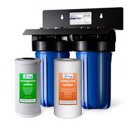 iSpring WGB21B Filtro de Agua de 2 Etapas, Filtro Agua Entrada General con Filtro CTO (Cloro, Sabor y Olor) y Sedimentos de 10"x 4.5", Entrada/Salida de 1"