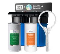 iSpring WGB21B Filtro de Agua para Toda la Casa Reduce Cloro Sabor y Olor | 2 Etapas, Filtro Agua Entrada General, Filtro CTO y Sedimentos de 10" x 4.5", Entrada/Salida de 1"