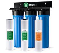 iSpring WGB32B Sistema de Filtración de Agua de 3 Etapas para Toda la Casa con Filtros de Bloque de Carbón y Sedimentos de 20 Pulgadas