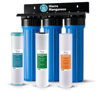 iSpring WGB32BM Sistema de Filtración de Agua de 3 Etapas para Toda la Casa con Sedimento de 20 Pulgadas, Bloque de Carbón y Filtro Reductor de Hierro y Manganeso