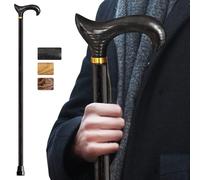 ispuoocti Bastones de madera para hombres y mujeres, hechos a mano, de alta carga, para ancianos, ergonómicos, de madera maciza natural, bastón Derby de gama alta, adecuado para regalar (negro)