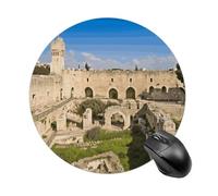 Israel at The Tower of David - Alfombrilla redonda para mouse para laptop, alfombrilla de mouse pequeña para juegos con base de goma antideslizante, diseño personalizado, alfombrilla impermeable para