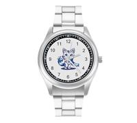 Israel Patriotic Cat Israel Flag - Reloj casual para hombre con correa de acero inoxidable, aleación de cuarzo, reloj de pulsera