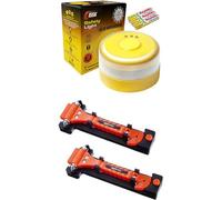 ISSE SAFETY Baliza v16 Homologada DGT SIM y Datos Incluidos hasta 2038 + Amazon Basics Cortador de cinturón de seguridad y martillo rompecristales de emergencia, Paquete de 2