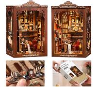 ISSEVE Kit de rincón de libros, kit de casa en miniatura para adultos, adolescentes principiantes, kits de casa de muñecas, mini rincón de libros, decoración de estantería de casa pequeña