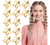 Isslly 12 pinzas de pelo con forma de estrella para mujer, pasadores de metal dorado, accesorios antideslizantes para el cabello para mujeres, niñas, para uso diario, fiestas
