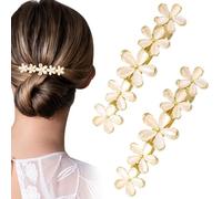 Isslly 2 pasadores de pelo de ópalo con flores, pinzas de pelo doradas brillantes, horquillas de boda vintage de cristal para mujer, para compromiso, boda, graduación, San Valentín, 2.65 pulgadas