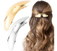 Isslly 2 pinzas de pelo francesas de 3 pulgadas, pasadores ovalados de metal para mujer, accesorios formales para el cabello grueso para mujer, color blanco, amarillo