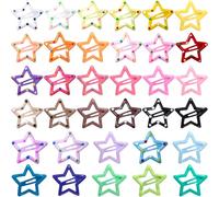 Isslly 34 pinzas para el pelo de estrella para mujer, pasadores de metal coloridos para el cabello, accesorios antideslizantes para el cabello para mujeres para uso diario, fiestas (1.2 x 1.2 pulgadas