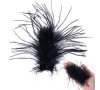 Isslly Pinza para el pelo de plumas negras, pinzas de plumas de avestruz, tocado de plumas esponjosas negras vintage para mujer, para Navidad, graduación, boda, 5.5 x 5.8 pulgadas