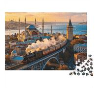 Istanbul Steam Train 1000 Piezas Puzzle Papel Reciclado Turkey Cityscape Puzzles para Niños y Niñas Desde los 6 Años Tiempo de Juego Familiar Props Excelente Regalo Idea Hogar 70x50cm/1000 Piezas