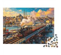 Istanbul Steam Train Puzzle 1000 Piezas Papel Reciclado Turkey Cityscape Puzzles para Adultos Divertido y Desafiante Juego Familiar Regalo de Felicitaciones de Vacaciones para Hombres