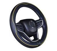 ISTN Cubierta de Volante de Cuero de Microfibra 38 cm para la mayoría de los Autos (Amarillo Negro)