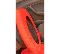 ISTN Cubierta del Volante del automóvil Protección Trenza en la manija Juego de Felpa Protector de Esponja Rojo