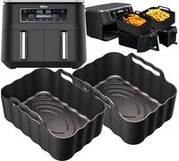 iStock Ltd Forros de silicona premium para freidora de aire dual Ninja AF300UK, 2.5 mm de grosor y base convexa, Forros de silicona reutilizables, Accesorios para freidora de aire Ninja Foodi