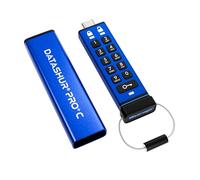 iStorage datAshur PRO+C 128GB | Memoria USB Tipo-C Segura | Certificada FIPS 140-3 Nivel 3 | Protegida con PIN | Adaptador Tipo C-A Incluido