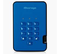 iStorage diskAshur2 HDD 3TB Azul - Disco duro portátil seguro - Protegido por contraseña - Resistente al polvo y al agua - Cifrado de hardware