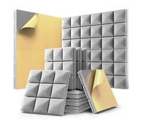 ISTOVO 12 paneles de espuma insonorizados con paneles acústicos autoadhesivos 12 X 12 X 2 pulgadas, paneles de pared insonorizados gris