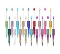 ISTOVO 18 Uds. Bolígrafo con Cuentas de Diamante Bolígrafo con Cuentas de Plástico de 18 Colores Bolígrafos de Escritura Retráctiles Multicolores Bolígrafos para Manualidades con Cuentas