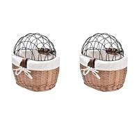 ISTOVO 2 cestas delanteras para manillar de bicicleta para gatos y perros, asiento para mascotas, cesta de mimbre tejida a mano para bicicleta de carretera