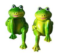 ISTOVO 2 Unids/Set Resina Sentado Ranas Estatua Tienda de JardíN al Aire Libre Escultura de Rana Decorativa para el Escritorio del Hogar DecoracióN de JardíN Adorno S2