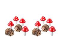 ISTOVO 2Conjunto Accesorios de Hadas de Jardín, Erizos de Resina y Decoraciones en Miniatura de Setas de Madera para Manualidades de Bonsái