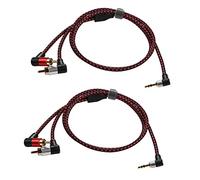 ISTOVO 2X 90 Grados 3.5mm Macho A 2 Macho Cable Angulo Recto Estéreo AUX Y Divisor Cable MicróFono Jack Plug para Laptop 1M