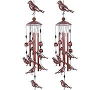 ISTOVO 2X Campanas de Viento de PáJaro Campanas de Viento de Metal Una Prueba de Agua con 4 Tubos de Aluminio 6 Campanas Carillónde Viento RomáNtico para el Hogar