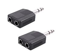 ISTOVO 2X Conector del Adaptador de Divisor de Audio de Mono de Enchufe de 6.35mm Macho A 6,35 mm Hembra
