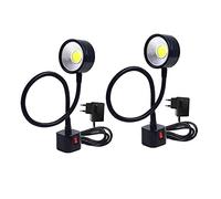 ISTOVO 2X Lámpara de Cuello de Cisne Flexible con Base Magnética de Luz LED de Trabajo 220V 5W para Torno, Fresado, Taladro, Iluminación Industrial, Enchufe Europeo