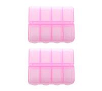 ISTOVO 2X Plastico Rectangular 8 Compartimentos Caja de Pildora Medicina de 7 Dias Rosa