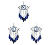 ISTOVO 3X AtrapasueñOs de Mal de Ojo para Dormitorio AtrapasueñOs de Macramé Tejido una Mano Colgante de Pared DecoracióN del Hogar Regalo de BendicióN de Buena Suerte, 3