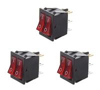 ISTOVO 3X Luz Roja Iluminada 6 Pines Dual SPST ON/OFF Interruptor Basculante de AC 15A/250V 20A/125V