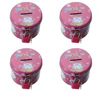 ISTOVO 4X Hucha de Impresion de de Diseno de Cilindro Caja de Ahorro de Dinero Moneda con Candado