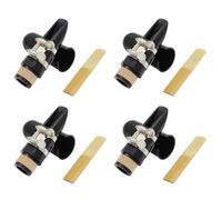 ISTOVO 4X Kit de Boquilla, Incluye Ligadura + Caña de Clarinete 2.5 + Boquilla de Clarinete Negro Tapa de Plástico Accesorios para Instrumentos Musicales