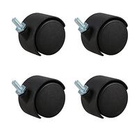 ISTOVO 4X Rueda de castor giratoria rueda dual 40mm vastago roscado 6mm Negro