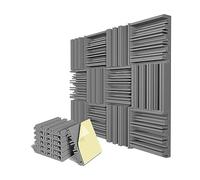 ISTOVO 6 piezas de paneles de aislamiento de espuma acústica autoadhesivos, 12 x 12 x 2, espuma amortiguadora de sonido para estudio de grabación, espuma gris con fácil instalación