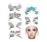 ISTOVO 6 Sets Cara Gemas Diamante de ImitacióN Sirena Cara Joyas Tatuaje - Cara Cristal Pegatinas LáGrimas Piedras Bindi Pegatinas Temporales