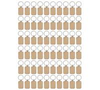 ISTOVO 60 Piezas de Madera en de Madera DIY de Madera Etiqueta Clave Accesorios de Madera Anti-Perdida Regalo