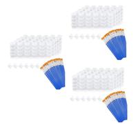 ISTOVO 60 Tiras, 360 Botes, Botes de Pintura Vacíos, Tiras, Mini Contenedores de Almacenamiento Transparentes Y 20 Piezas, Pinceles para Pintar, Manualidades