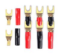 ISTOVO Conector de Pala en y para Cable de Altavoz, 8 Piezas y Enchufe de Pala Conector de Pala de Horquilla en U Chapado en de 45 Grados