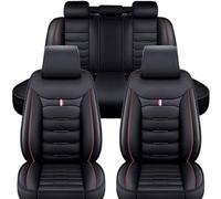 ISTOVO Cuero Fundas Asientos Coche para Hyundai Kona EV 2019-2024 Luxus, Delanteros Y Traseros Impermeable Cómodo Protector Seat Interior Accesorios,E/Black-Red