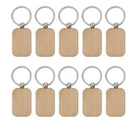 ISTOVO Paquete de 10 Llaveros de Madera en, Colgantes de Madera Sin Terminar en con Llaveros para Etiquetas, Suministros para Manualidades de Llaves DIY
